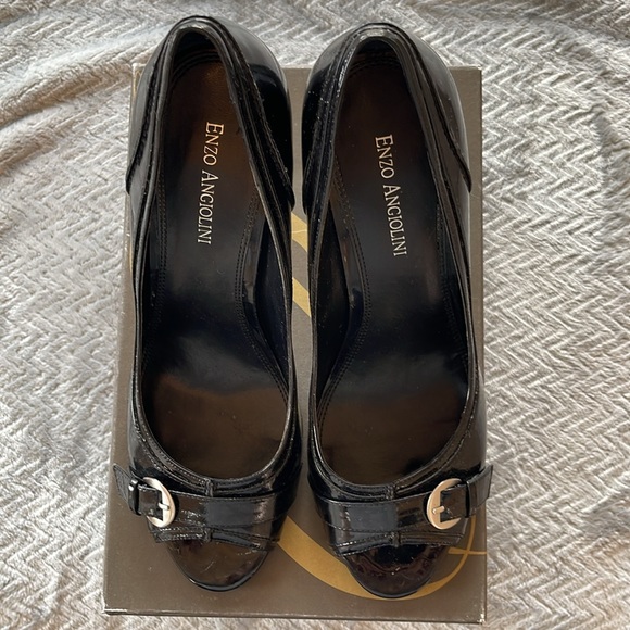 Enzo Angliolini Peep Toe Black Heels - Size 9 - Picture 6 of 10